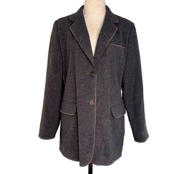 Harve Benard Womens 10 Vintage Wool Recycled Cashmere Blend Gray Career Blazer - Picture 1 of 9